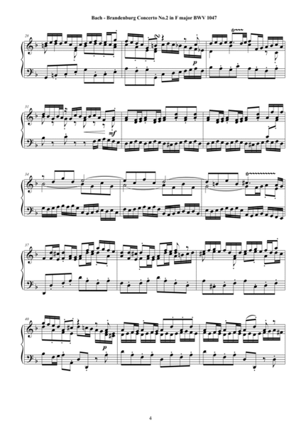 Bach - Brandenburg Concerto No.2 in F major BWV 1047 - Piano Version image number null