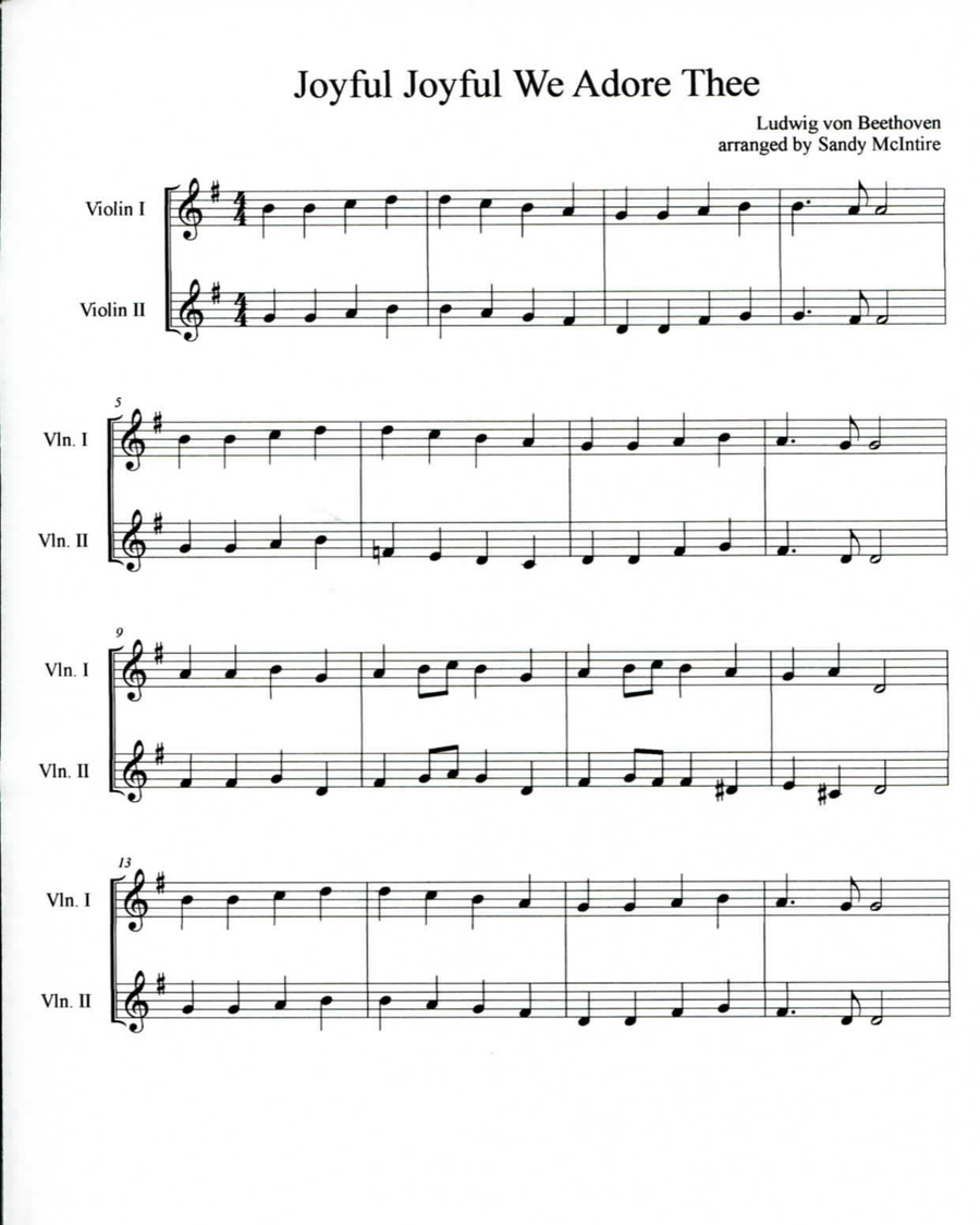 Joyful Joyful We Adore Thee - Hymn to Joy String Duet scores gallery preview page 1