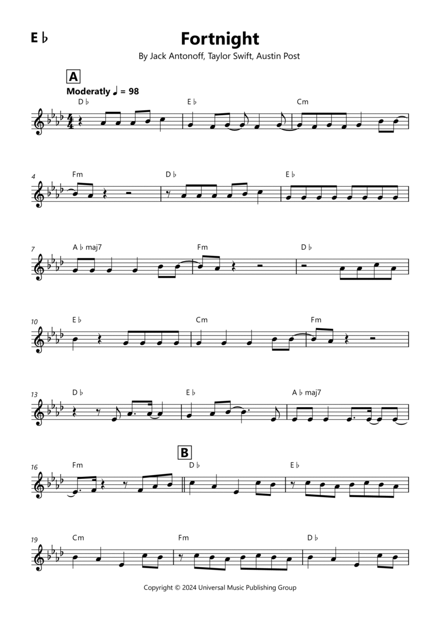 Fortnight Piano scores gallery preview page 1