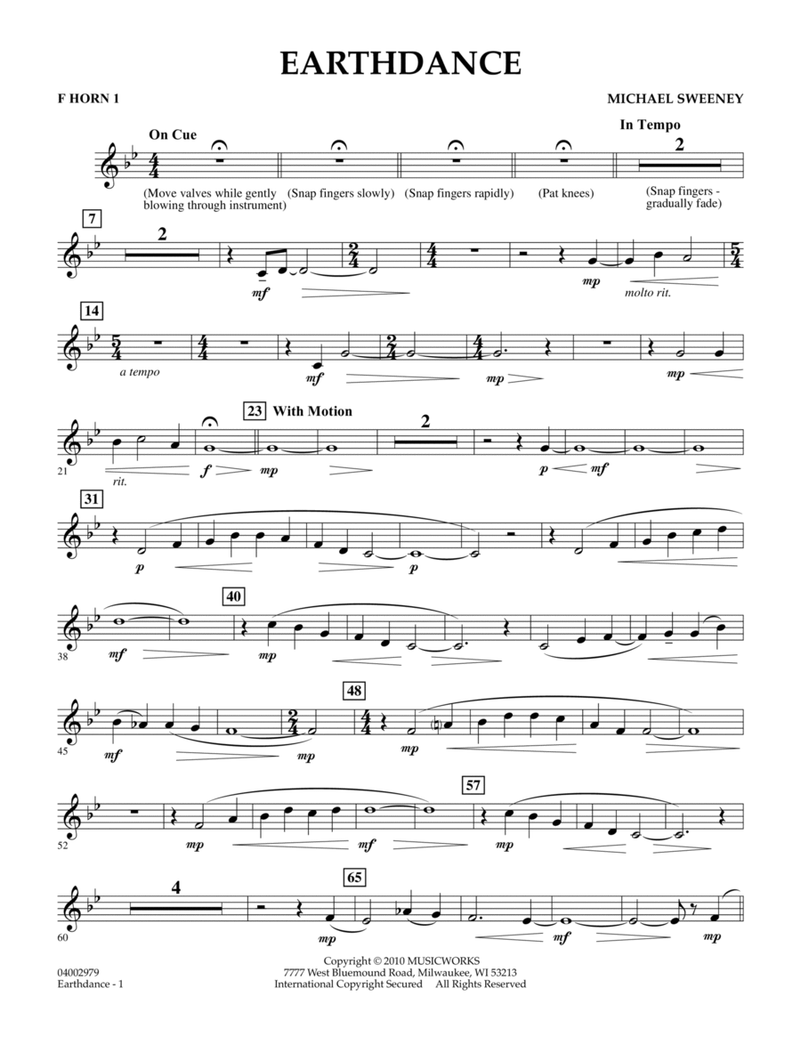 Earthdance - F Horn 1 Concert Band scores gallery preview page 1
