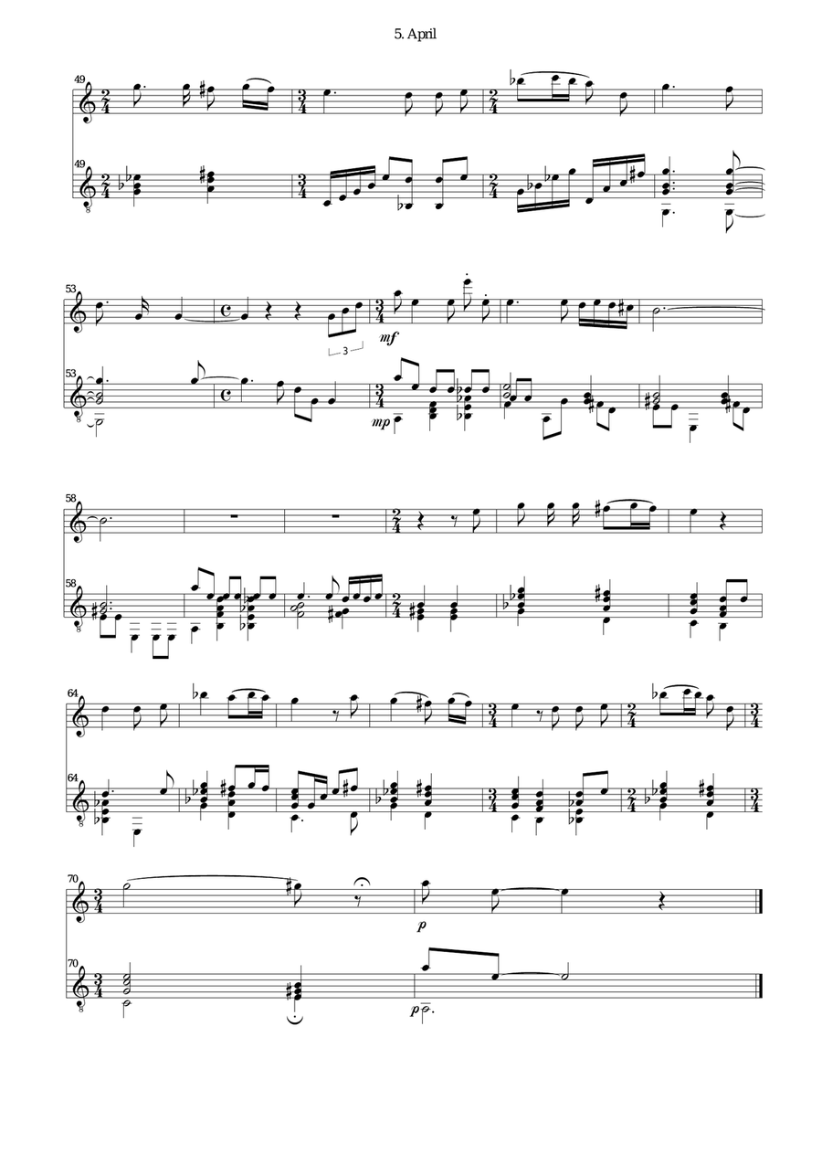 April for flute and classical guitar Flute scores gallery preview page 3