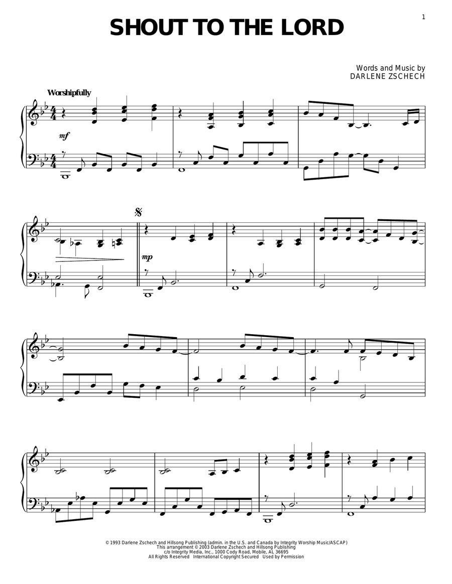 Shout To The Lord Piano Solo scores gallery preview page 1