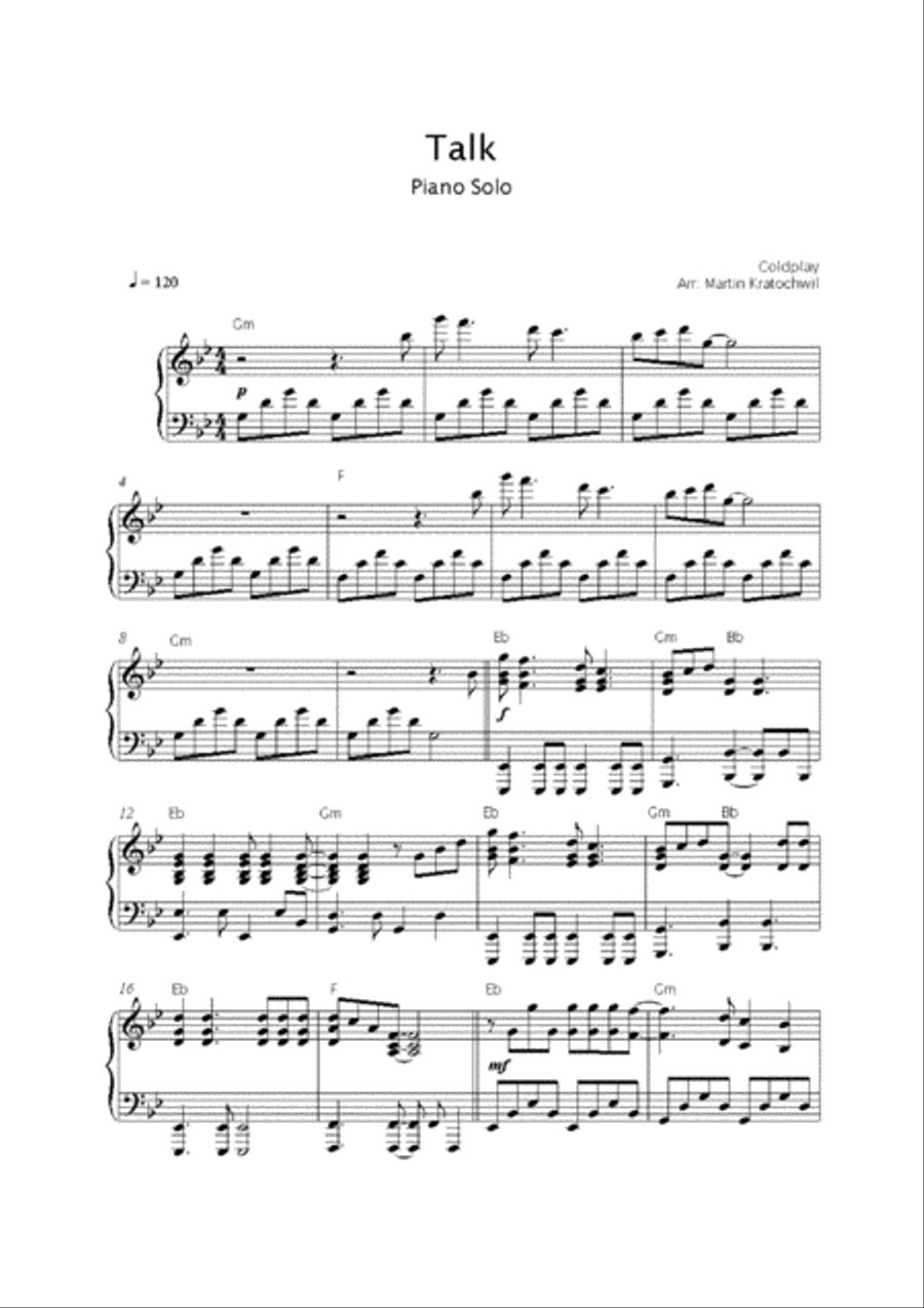 Talk Talk Piano Solo scores gallery preview page 2