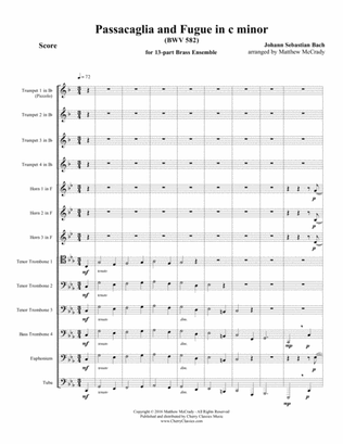 Passacaglia and Fugue, BWV 582 for 13-part Brass Ensemble