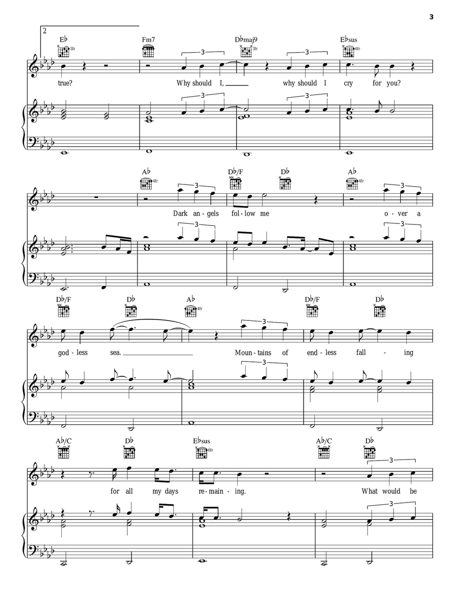 Why Should I Cry For You? Piano, Vocal, Guitar scores gallery preview page 3