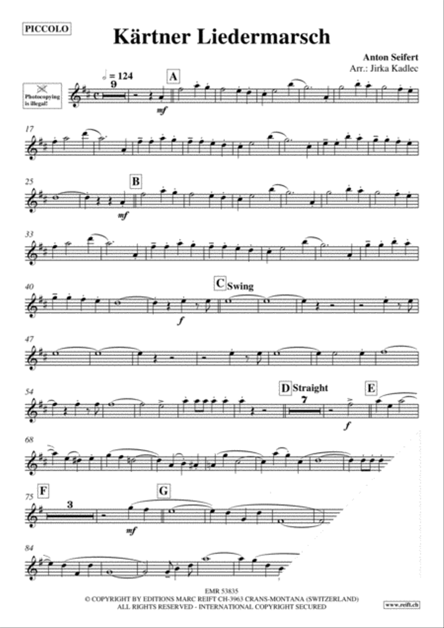Karntner Liedermarsch Piccolo scores gallery preview page 3