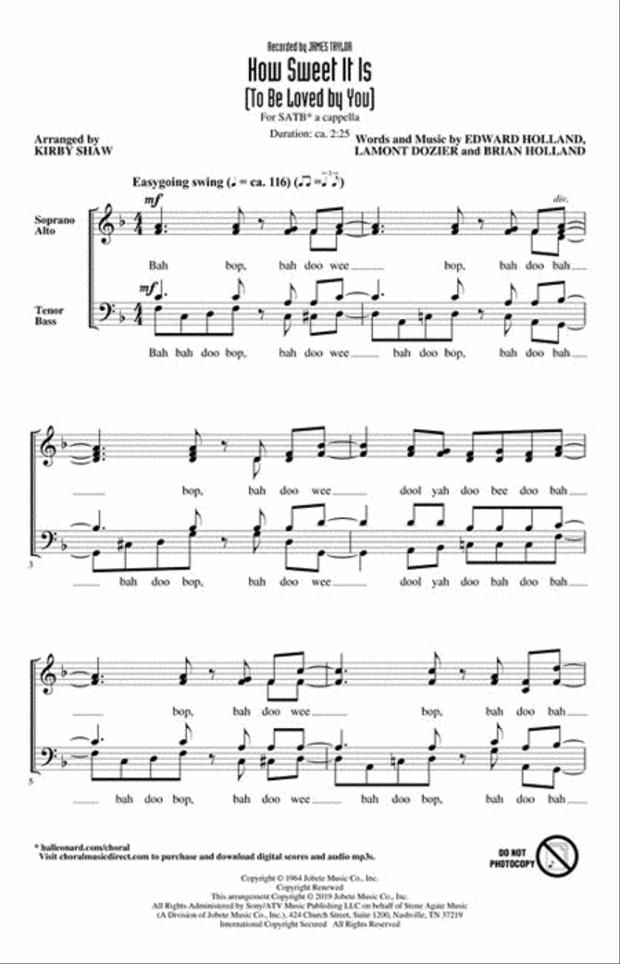 How Sweet It Is (To Be Loved by You) 4-Part scores gallery preview page 2