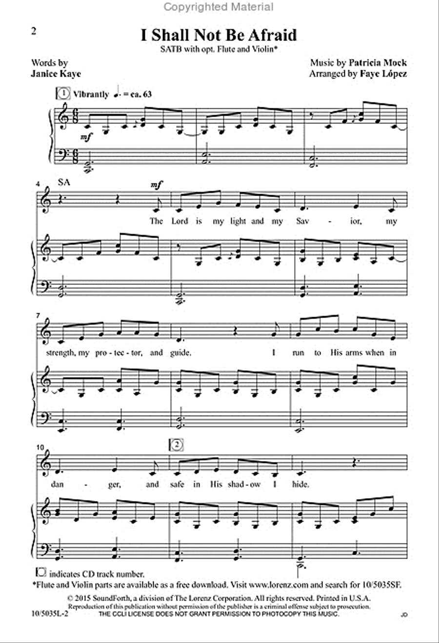 I Shall Not Be Afraid 4-Part scores gallery preview page 2