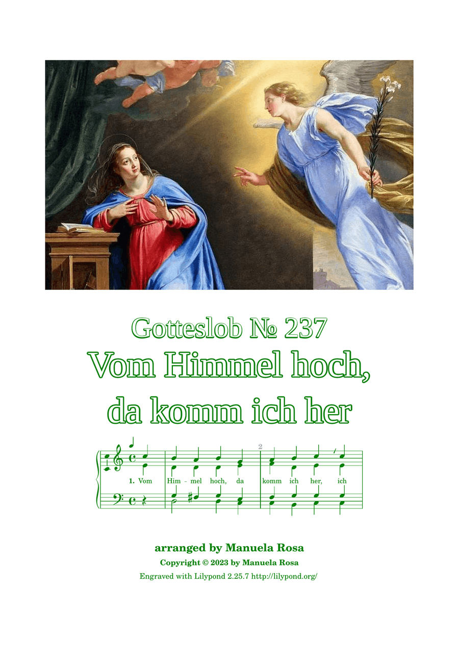 Vom Himmel hoch, da komm ich her (Gotteslob 237) Piano Solo scores gallery preview page 1