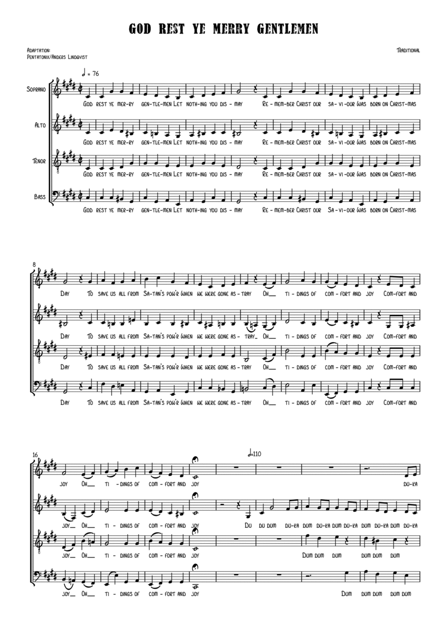 God Rest Ye Merry Gentlemen 4-Part scores gallery preview page 1