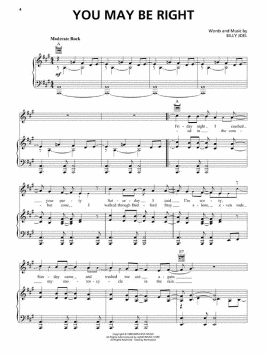 Billy Joel – Glass Houses Piano, Vocal, Guitar scores gallery preview page 5