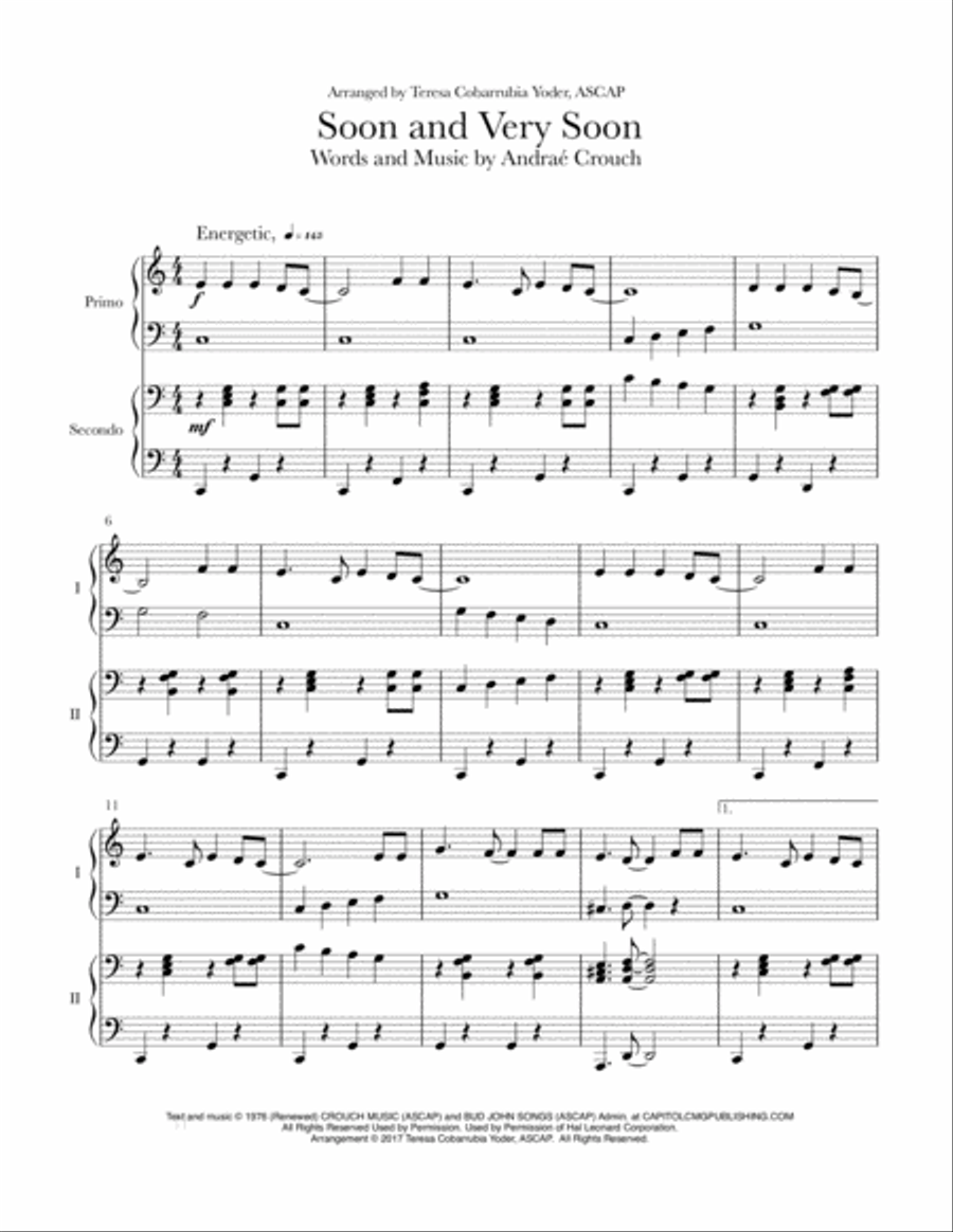 Soon And Very Soon Easy Piano scores gallery preview page 1