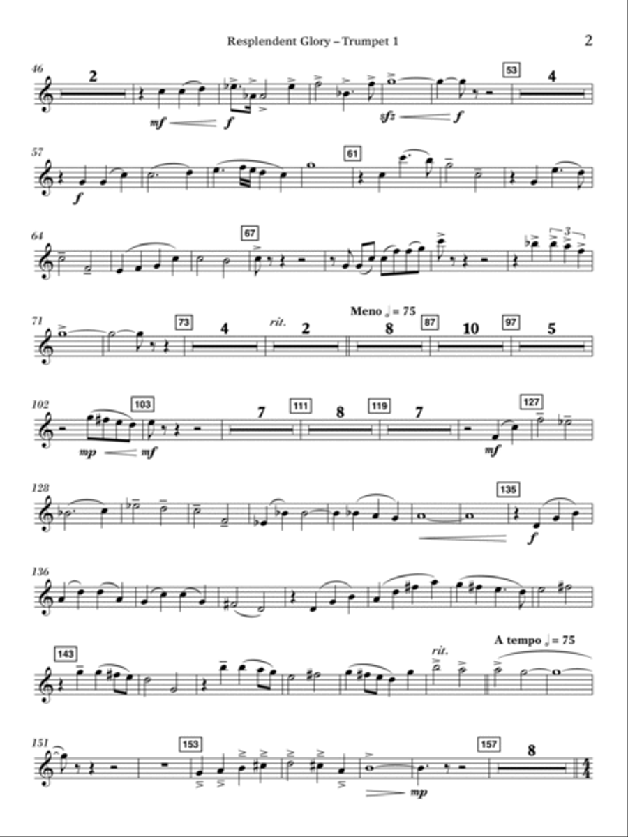 Resplendent Glory - Bb Trumpet 1 Concert Band scores gallery preview page 2