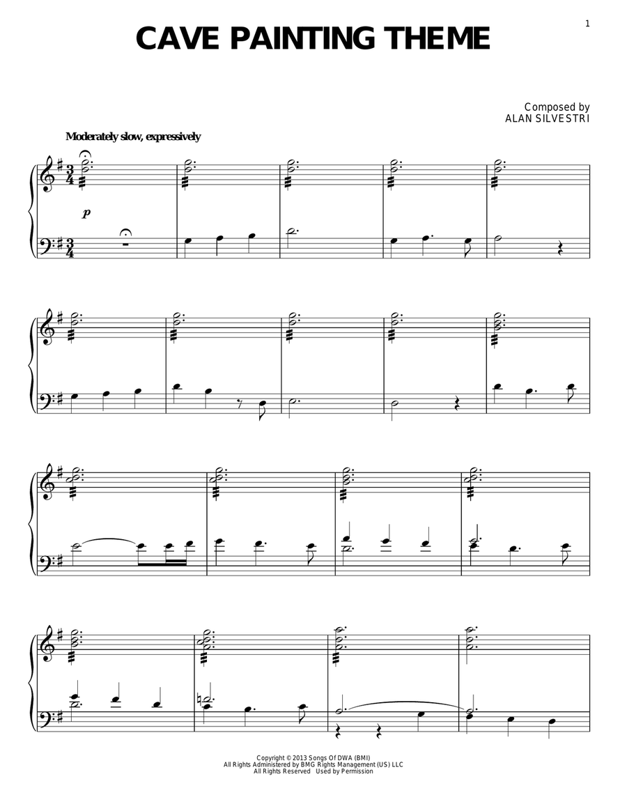 Cave Painting Theme (from The Croods) Piano Solo scores gallery preview page 1