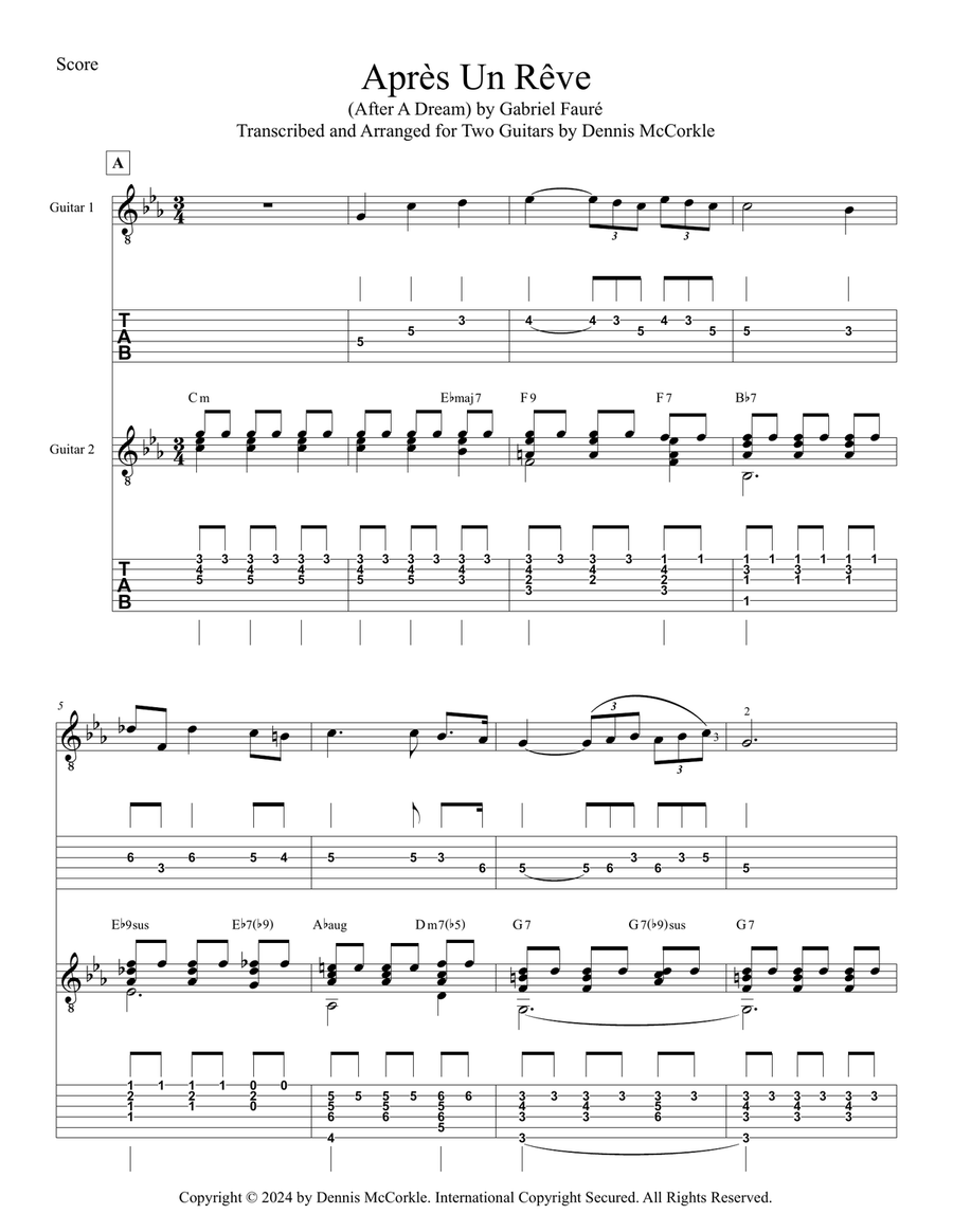 Apres Un Reve (After A Dream): Score Acoustic Guitar scores gallery preview page 1