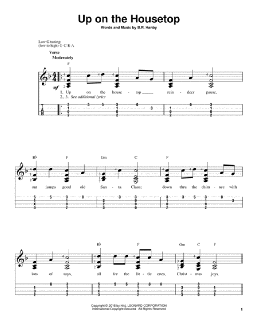 Up On The Housetop Ukulele scores gallery preview page 1