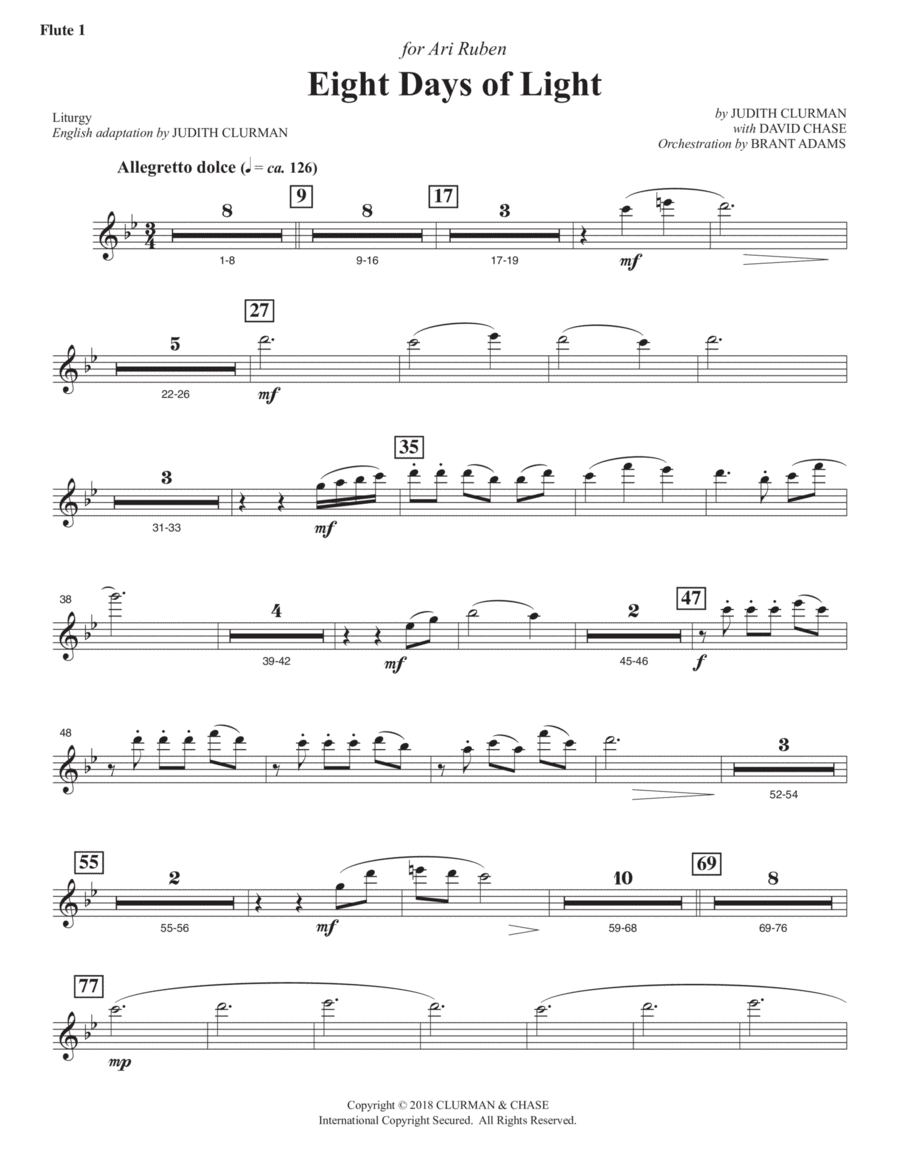Eight Days of Lights - Flute 1 Choir scores gallery preview page 1