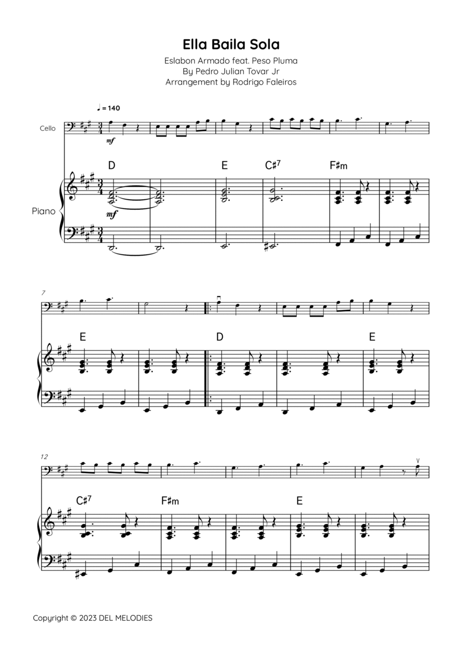 Ella Baila Sola Piano scores gallery preview page 1