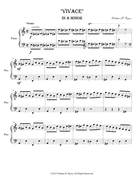 "Vivace" in A Minor for Piano image number null