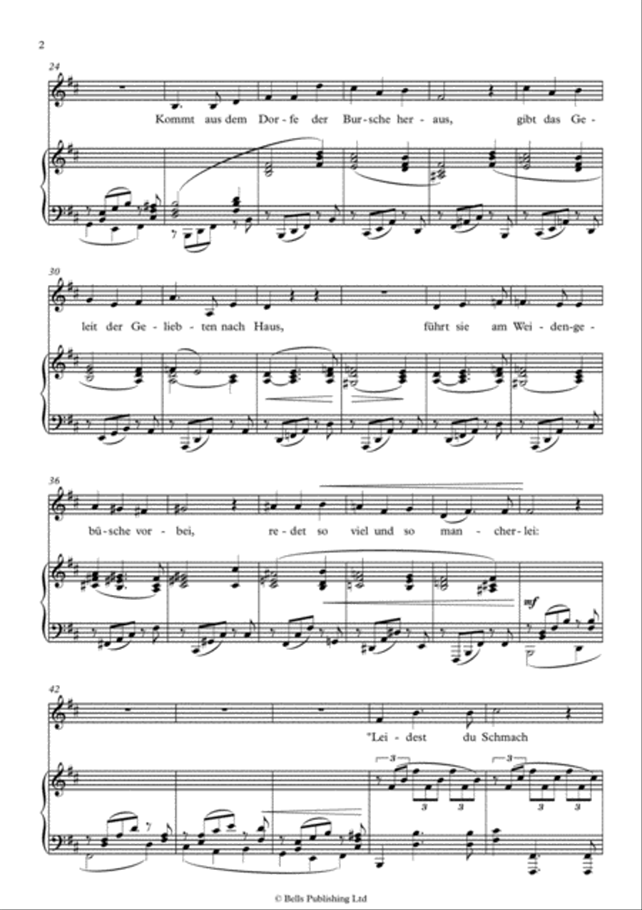 Von ewiger Liebe, Op. 43 No. 1 (Original key. B minor) Voice Solo scores gallery preview page 2