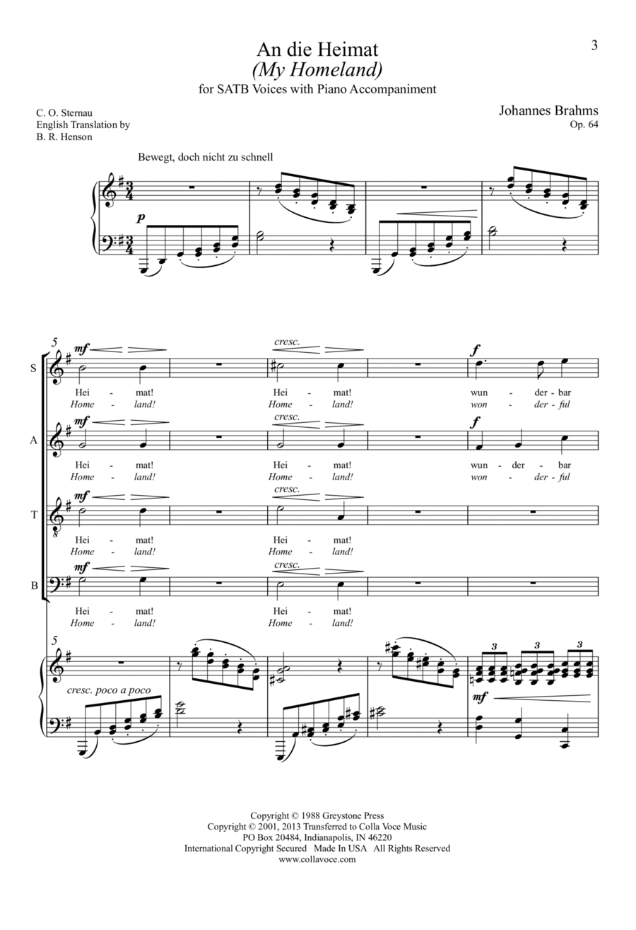 An Die Heimat 4-Part scores gallery preview page 1
