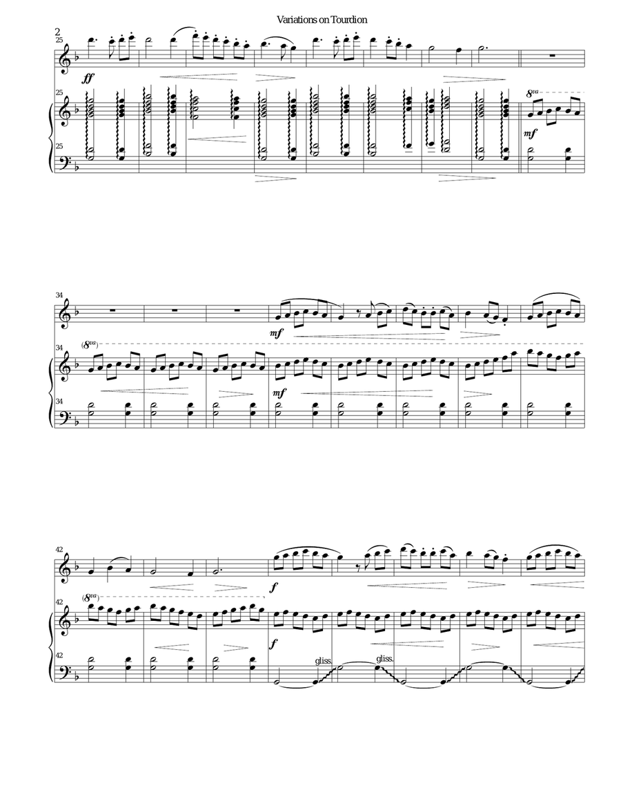 Tourdion (Quand je bois du vin clairet) for violin and harp String Duet scores gallery preview page 2