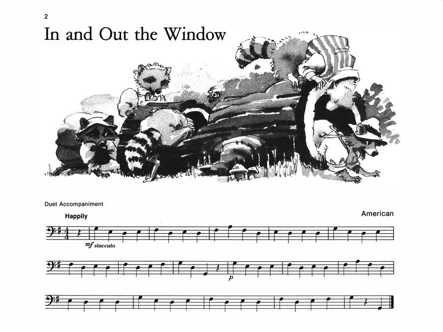 In and Out the Window - Piano Solo with Lyrics (with Optional Duet Accompaniments) Piano scores gallery preview page 1