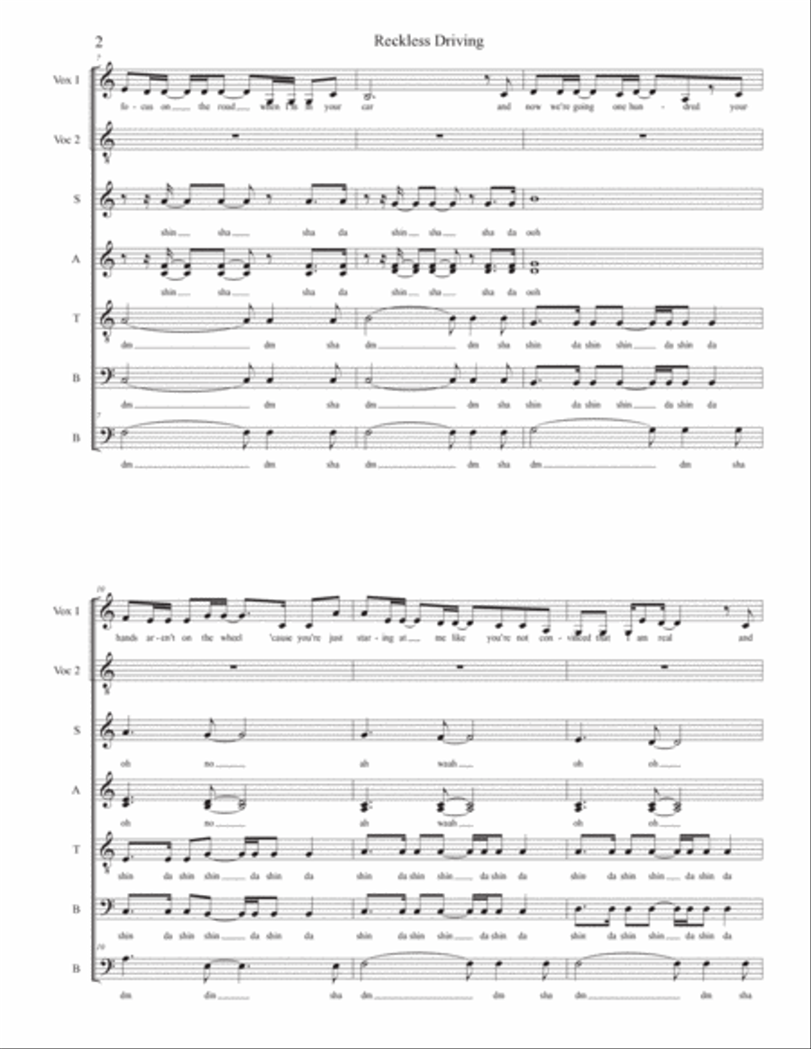 Reckless Driving Feat. Ben Kessler 4-Part scores gallery preview page 2