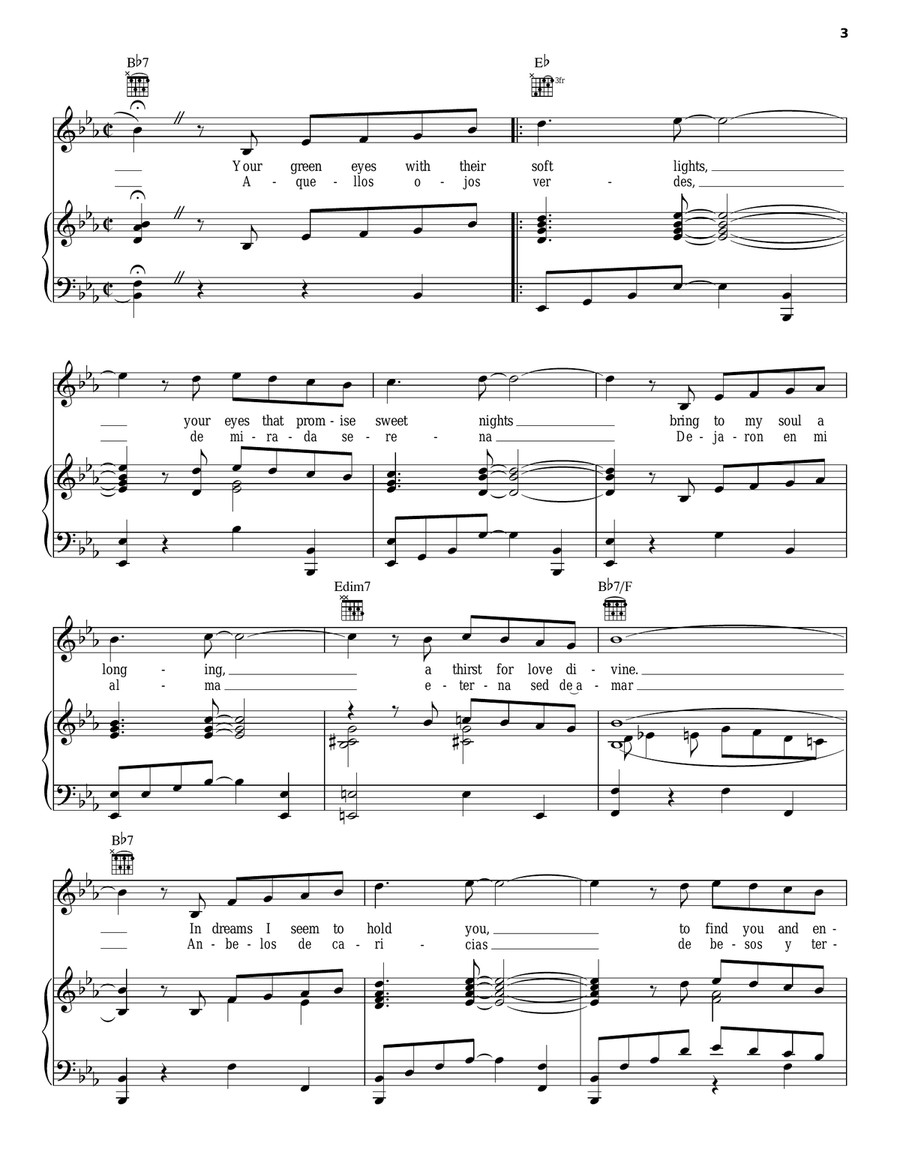 Aquellos Ojos Verdes (Green Eyes) Guitar scores gallery preview page 3
