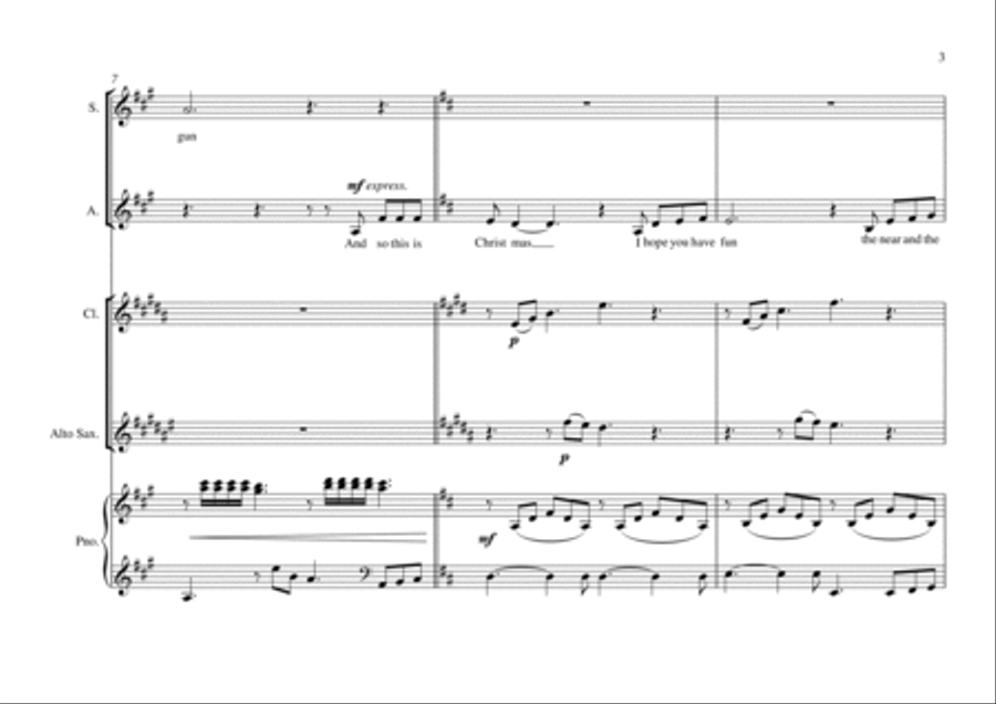 Happy Xmas (war Is Over) Happy Xmas (war Is Over) Alto Saxophone scores gallery preview page 3