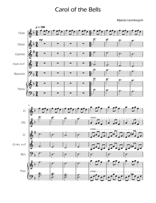 Carol of the Bells - Woodwind Quintet w/ Piano