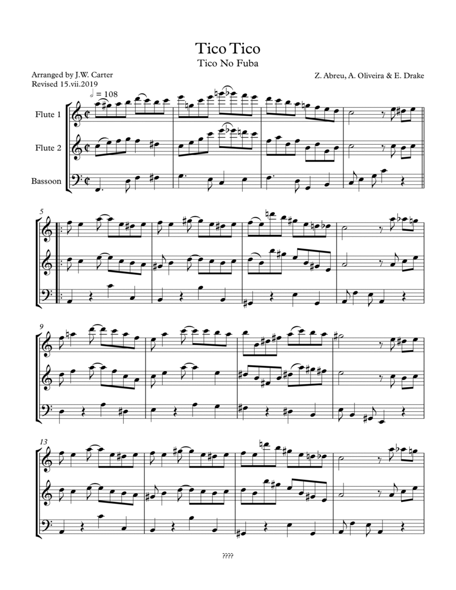 Tico Tico (tico Tico No Fuba) Woodwind Trio scores gallery preview page 1