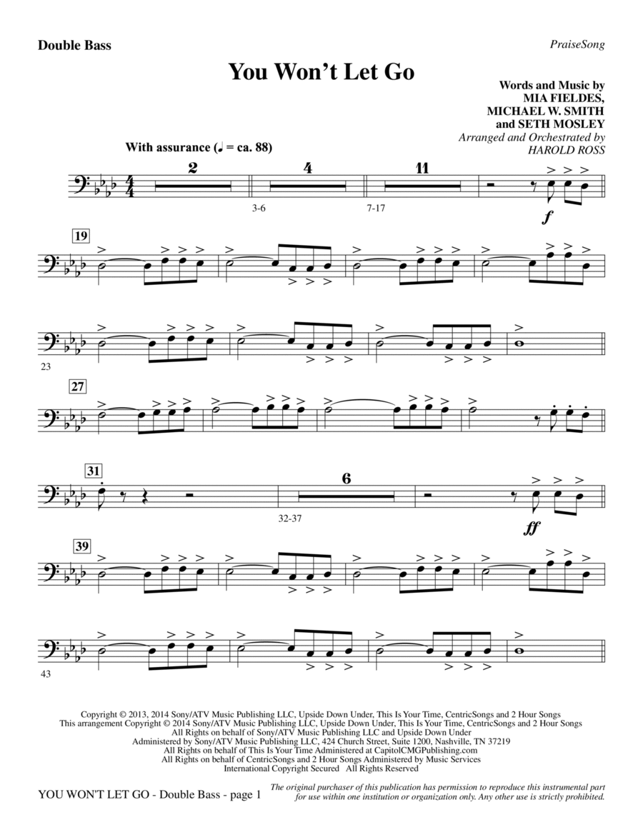 You Won't Let Go - Double Bass Choir scores gallery preview page 1