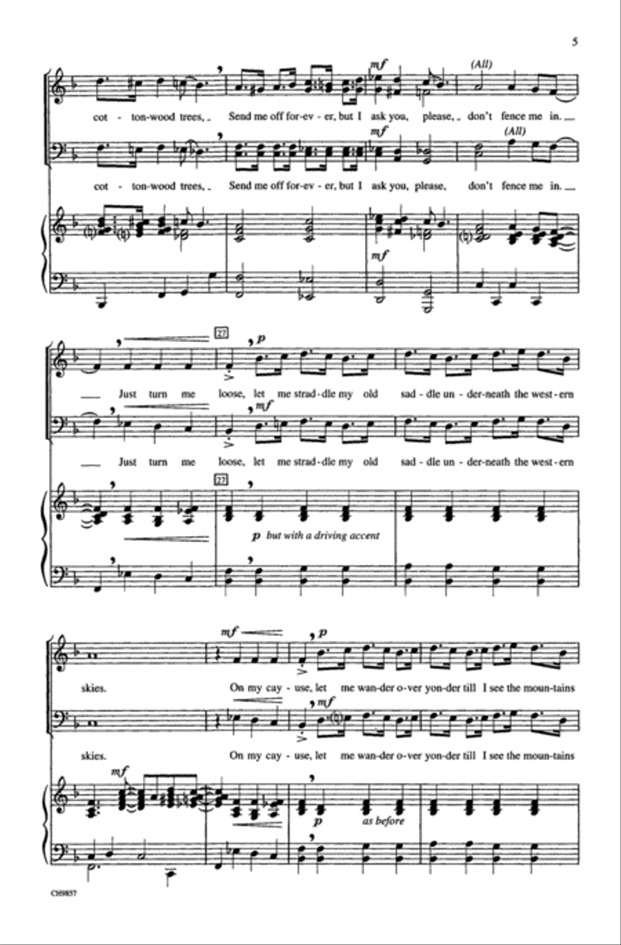 Don't Fence Me In Men's Choir scores gallery preview page 4