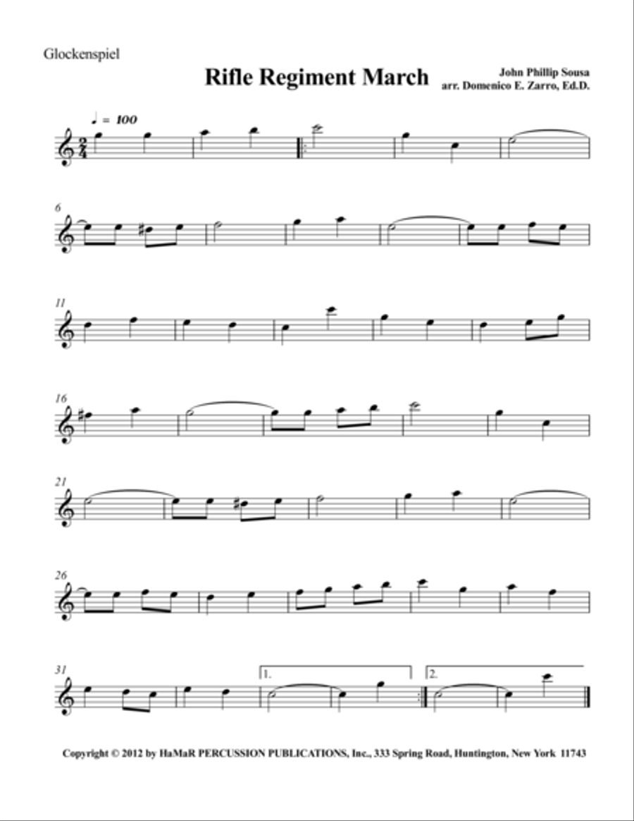Rifle Regiment March Rifle Regiment March Glockenspiel scores gallery preview page 1