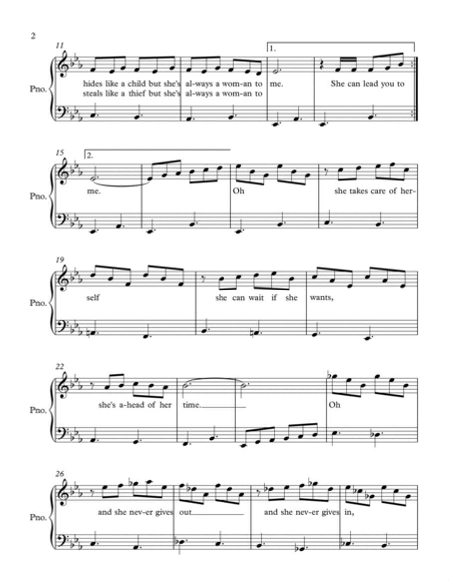 She's Always A Woman She's Always A Woman Easy Piano scores gallery preview page 2