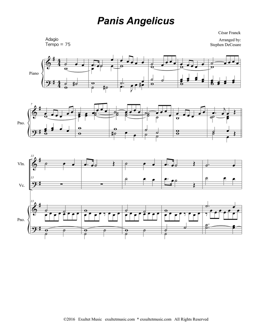 Panis Angelicus (Duet for Violin and Cello - Piano Accompaniment) Piano Trio scores gallery preview page 2