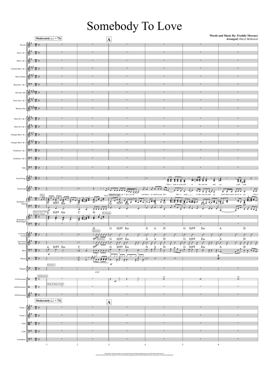 Somebody To Love Full Orchestra scores gallery preview page 1