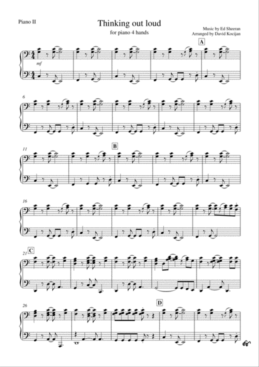 Thinking Out Loud Thinking Out Loud 2 Pianos, 4-Hands scores gallery preview page 1