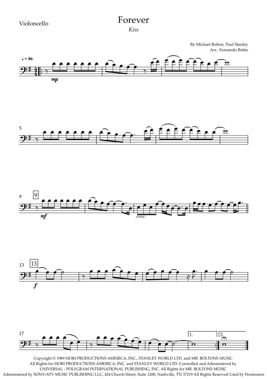 Forever Forever Cello Solo scores gallery preview page 1