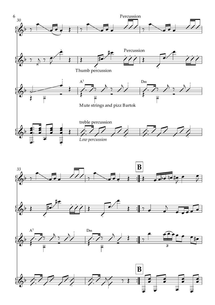 Mini Frevo - Brazilian music for four guitars - Score and Parts image number null