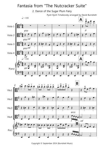 Dance of the Sugar Plum Fairy (Fantasia from Nutcracker) for Viola Quartet image number null