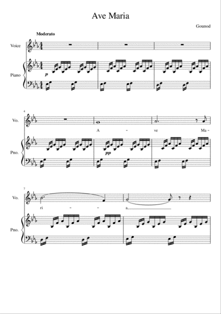 Ave Maria - Eb Major Voice Solo scores gallery preview page 2