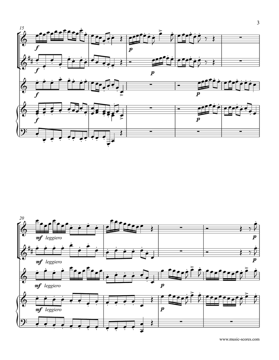 Handel: Arrival of the Queen of Sheba - Flute, Clarinet (high or low version), Violin, Piano Small Ensemble scores gallery preview page 3