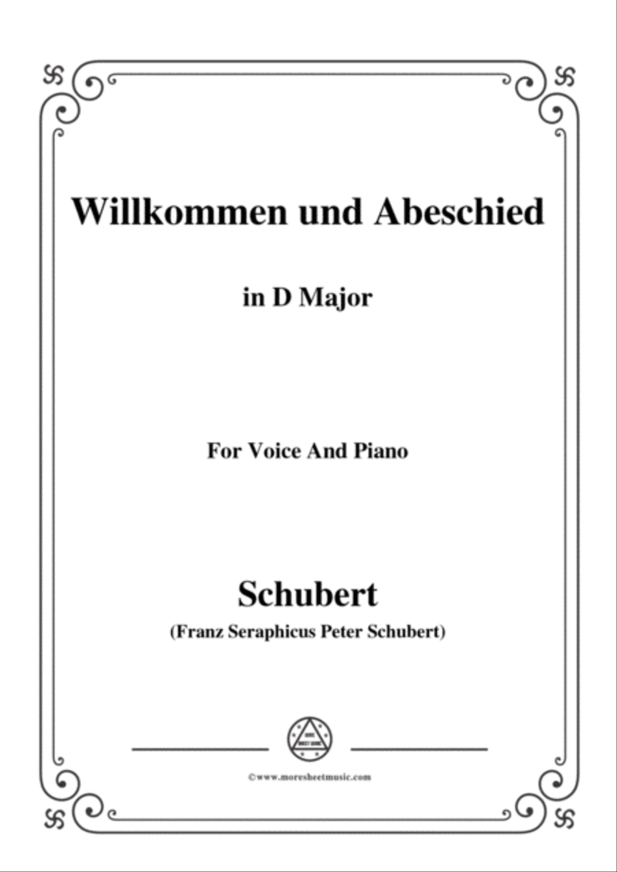 Schubert-Willkommen und Abeschied,in D Major,Op.56 No.1,for Voice&Piano Voice scores gallery preview page 1