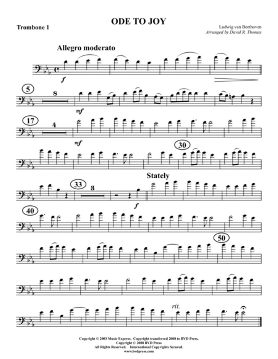 Ode to Joy Trombone Quartet scores gallery preview page 3