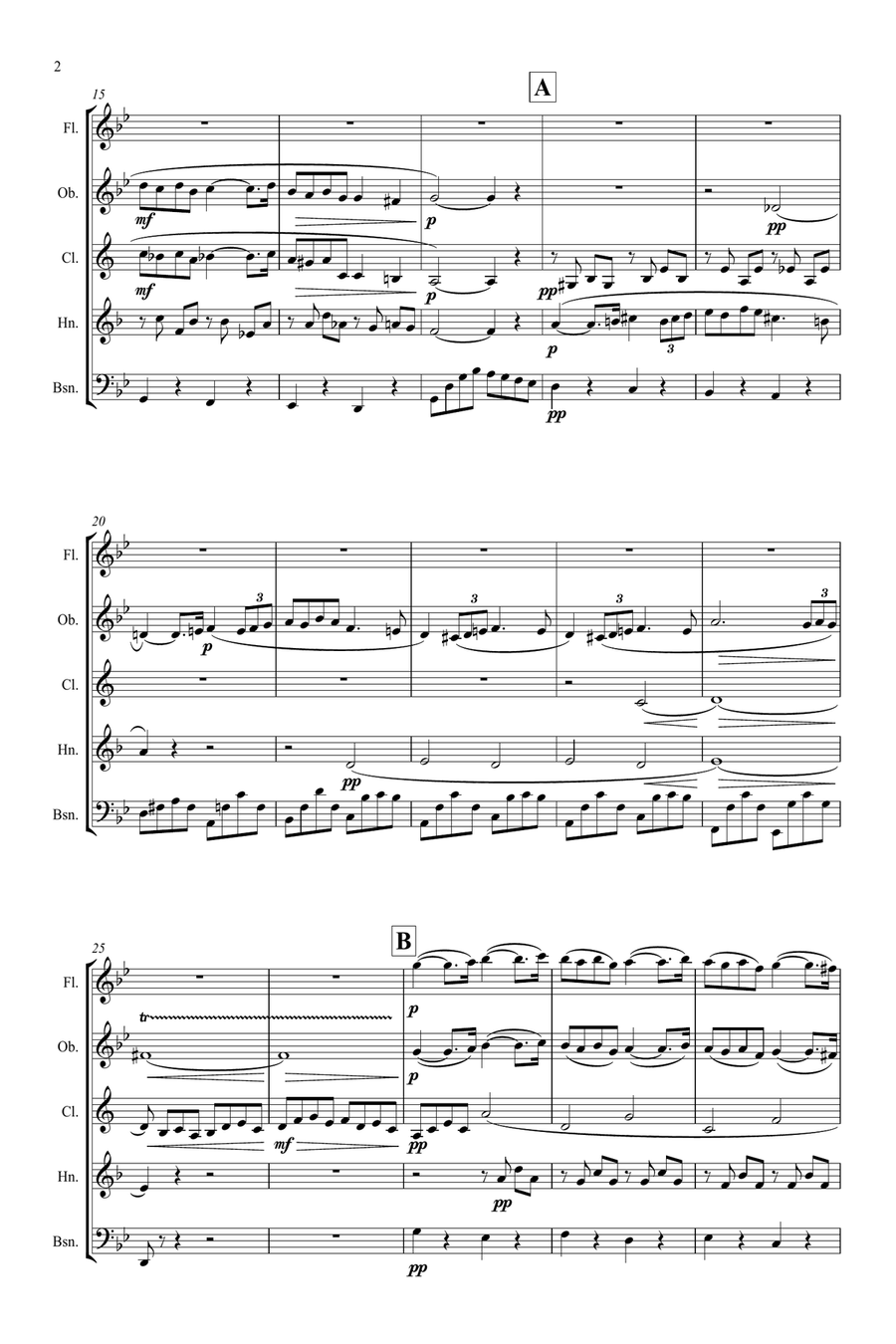 Fauré: Pavane Op.50 (transposed into G minor) - wind quintet Woodwind Quintet scores gallery preview page 2