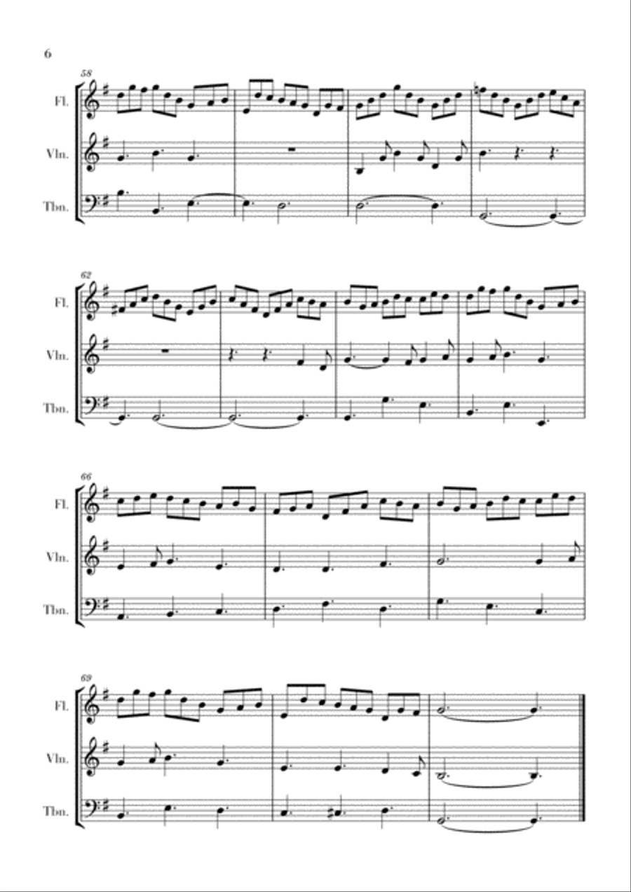 Bach - Jesus bleibet meine Freude for Flute, Violin and Trombone Brass Ensemble scores gallery preview page 6