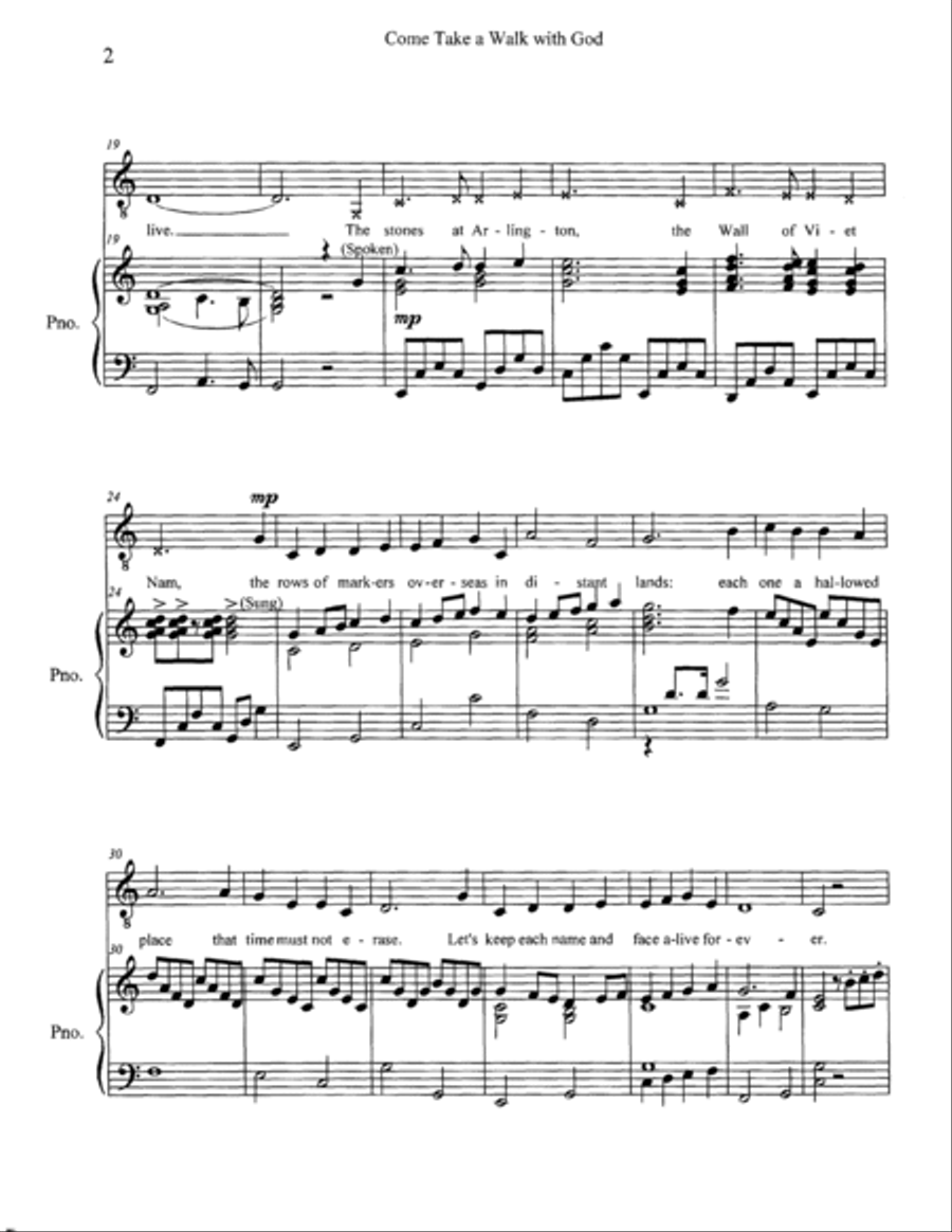 Come Take a Walk with God -- piano Voice scores gallery preview page 2