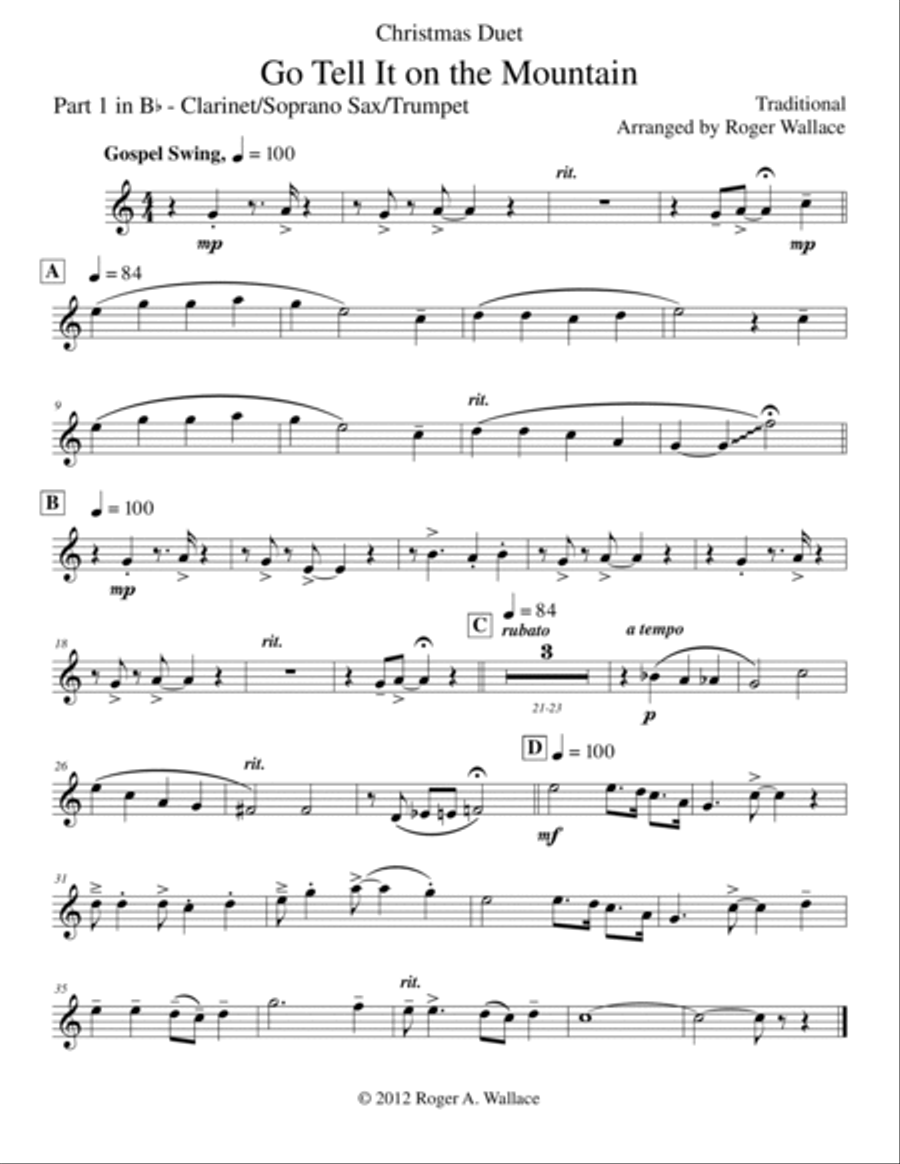 Go Tell It on the Mountain (Mixed Duet) Score and Parts scores gallery preview page 5